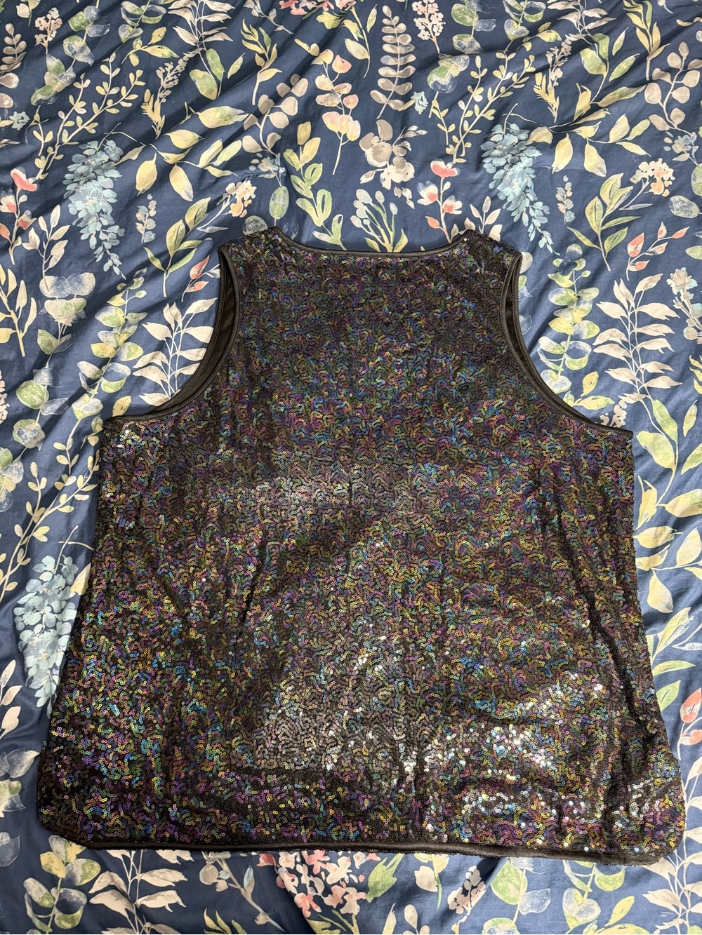 Women’s Black Iridescent Sequin Tank Top Plus Size 24W - Picture 4 of 8